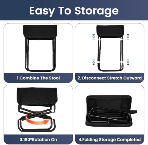 Image of ABTER Foldable Camping Stool with Storage Bag, Metal Frame Portable Folding Seat for Outdoor Activities
