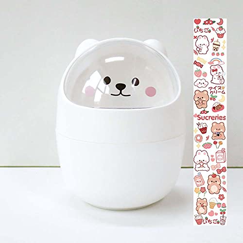 GUODUN Con Tapa Portalápices Escritorio Oficina Mesa Bote de Basura Barril de artículos Diversos Cubo de Basura Canasta de Basura(White) Cover