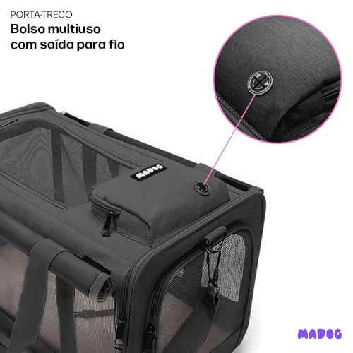 Bolsa Transporte Pet Grande Viagem Avião MADOG Wind (Preto)