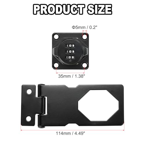 Image of PATIKIL Cabinet Combination Lock, Double Holes Cabinet Password Hasp Locks Galvanized Alloy with 3 Digit Password for Drawer and Cabinet, Black