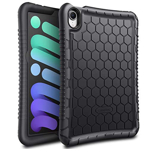 Fintie Funda de Silicona para iPad Mini 7 2024 / Mini 6 2021 de 8,3 Pulgadas   [Honey Comb Series] Carcasa Ligera de Silicón Antideslizante y Antichoque, Negro