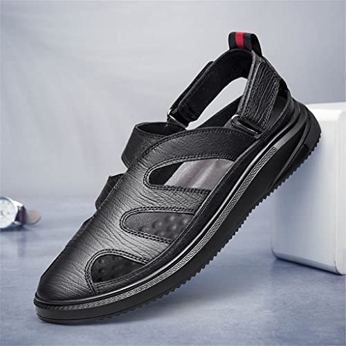 YMGSCC Fashion Leather Sandals for Men Business Dress Sandals Handmade Hollow Leather Shoes Men Sandalias(White-Patch Five-Pointed star4,44 Code) - Image 5