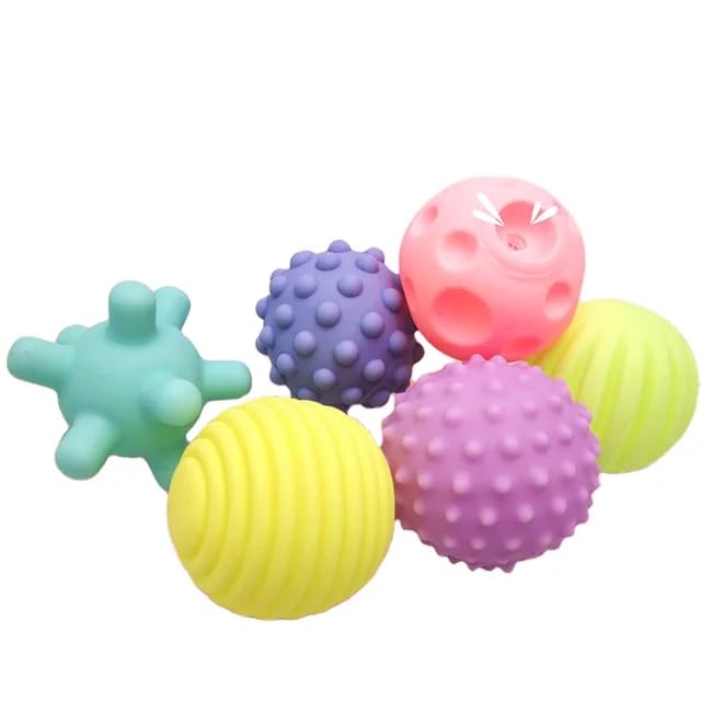 Sensory Ball Set for Babies, 6 Pieces, Multi-Textured Soft Balls, Multi-Color-image-49