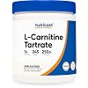 Nutricost L-Carnitine Tartrate Powder (250 Grams) – 1 Gram per Serving, 245 Servings