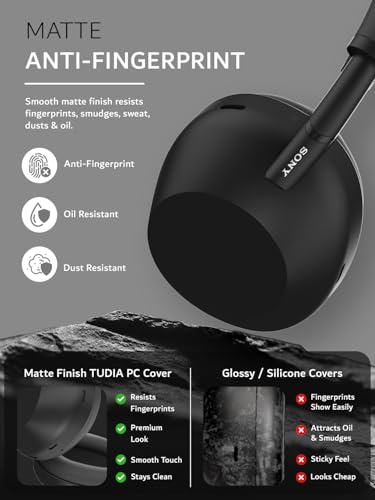 Image of TUDIA Snap-On PC Case for Sony WH-1000XM6 (2025) Headphones - Slim Shockproof Lightweight Hard Shell Ear Cup Protectors [Left & Right Covers Only] - Black