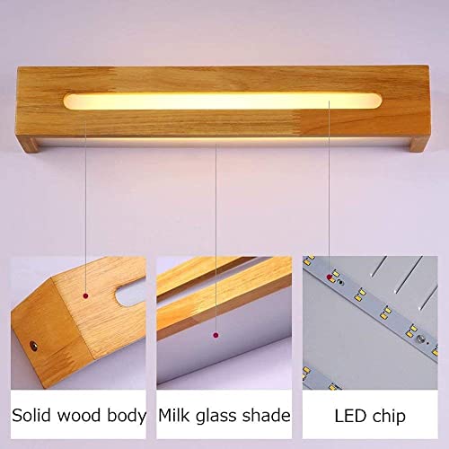 Luces de tocador de baño LED con luz cálida y estructura de madera 8