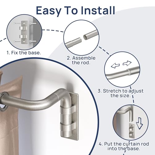 Image of ENJOYBASICS 48-84 inch Wrap Around Curtain Rod, Quick Curtain Change, Nickel