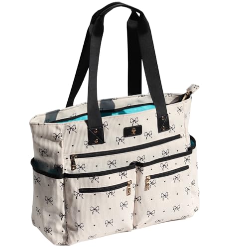 Weekender Bag Carry On Bag Overnight Tote Travel Duffle with 13 Pockets for Travel,Work，Gym,Beach,Teacher,Nurse (Corduroy bow)