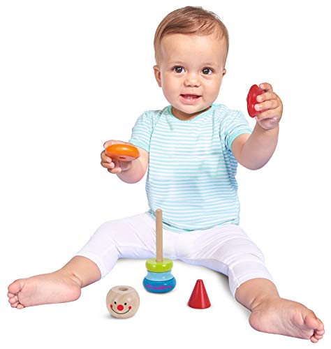 Eichhorn - 100003750 -Lernspielset,Geschenkset, 3 teilig,bestehend aus Steckfigur Clown, Motorikschlaufe, Schiebehund, Birkenholz, für Kinder ab 12 Monaten