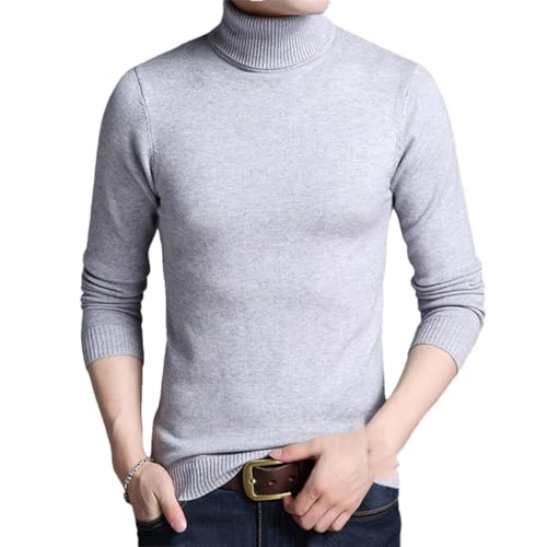 Men's High Neck Sweater Double Collar Pullover Slim Fit Knitwear Warm Winter Casual Jumper