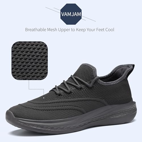 Image of VAMJAM Men's Running Shoes Slip On Walking Shoes Non Slip Lightweight Workout Breathable Gym Sneakers Fashion Mesh Sneakers