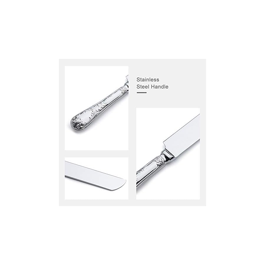 2-Piece-Wedding-Cake-Server-Set1810-Stainless-Steel-Dessert-Set-Pie-Server-Cake-Cutter-Knife-for-BirthdayAnniversaryHolidayBaby-ShowerParty-Versailles-Stainless-steel-V OTW PAVILION 2 Piece Wedding Cake Server Set,18/10 Stainless Steel Dessert Set Pie Server Cake Cutter Knife for Birthday,Anniversary,Holiday,Baby Shower,Party (Versailles, Stainless steel-V)