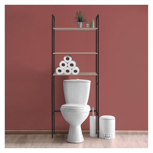 MOB-IN Étagère Pont WC Bois et métal Noir 180x66cm