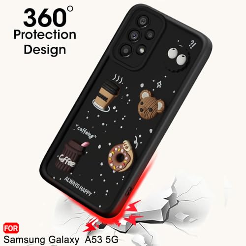 Image of TheGiftKart Back Cover Case for Samsung Galaxy A53 5G | Cute Fun Cartoon 3D Bear Coffee Case | Full Camera Protection | Shockproof Back Cover Case for Samsung Galaxy A53 5G (Silicone, Black)