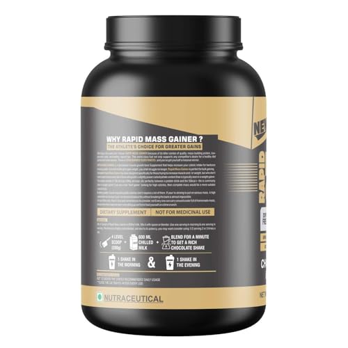 Image of M B Muscle Builder's Rapid Mass Gainer & Weight Gainer, High Calorie Weight Gainer Protein Powder with Creatine Monohydrate | Optimum Lean Muscle Growth [1 Kg / 2.2 lb, Chocolate Fudge]