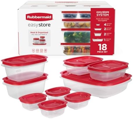 Rubbermaid EasyStore Large Containers, 18-Piece Set, Food Storage...