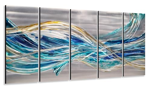 Create a Focal Point with Stunning 3D Blue Teal Abstract Metal Wall Art