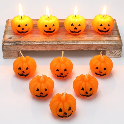 Jutom 20 Pcs Halloween Pumpkin Candles 1.6x 1.8 Mini Pumpkin Shaped Burning Candles Bulk Soy Wax Fall Autumn Thanksgiving Halloween Trick or Treat Activity Party Supply Home Table Decorations