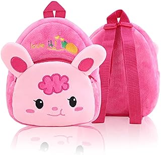 Cute Cartoon Toddler Backpack,Mini Pink 3D Comfy Soft Plush Rabbit School Bag,23x20cm Rucksack Cute Animal Preschool Backpack for Girl Gift