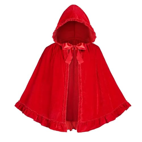 Ewleguzka – Cape à capuche rouge en velours pour adultes, accessoire de costume de Halloween de conte de fées pour femmes et hommes
