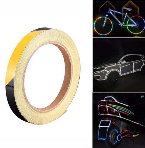 Image of WALLMATE Dual Shade Reflective Radium Strip for Car & Bike Waterproof Self Adhesive, Safety Sticker, Night Glow Tape for Helmet, Scooter & Cycle Decoration (Yellow-Black, 0.5 In x 45 Mtr (1771 in))
