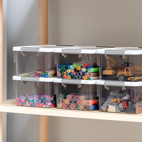 Image of Citylife 1.32 QT 10 Pack Small Storage Bins Plastic Storage Container Stackable Box with Lids for Organizing, Clear Grey.