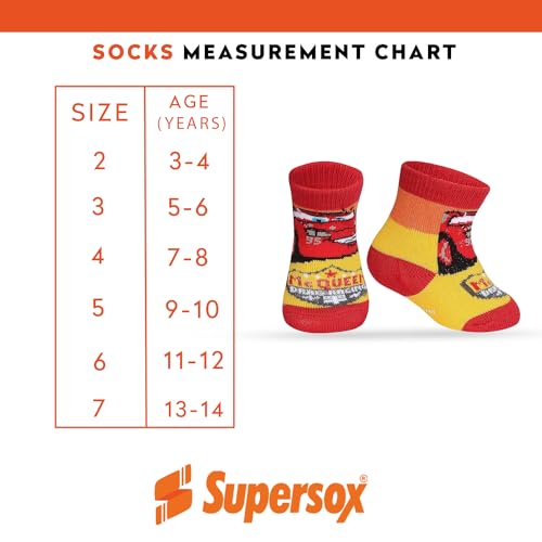 Image of Supersox Regular Disney Socks for Babies, Made with Breathable, Anti Odour & Moisture Absorbent Combed Cotton with a Extra Durable Welt, Ideal For All Day Wear (Pack Of 3)