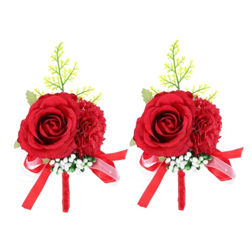 Décoration de mariage artificiel corsage fleur broche invités et marié 2pcs