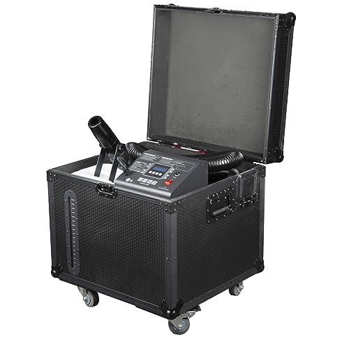 Máquina de nieve comercial súper silenciosa, distancia de pulverización de 10 m, máquina de efectos de escenario para hacer copos de nieve de 1500 W con tubo de extensión de 10 m y estuche de vuelo,