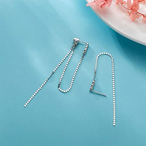 Pendientes de plata de ley S925 largos con borla de mujer 3