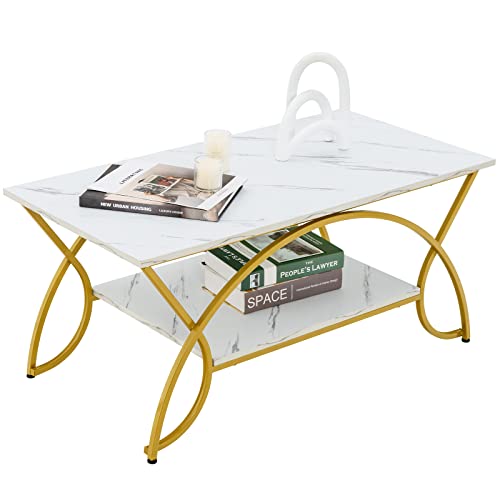 HOMCOM Couchtisch-Set Rund – 2er Set Mit Marmoroptik & Ablage