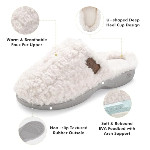 YOLIS Fuzzy Slippers for Women, Fluffy House Slippers with Memory Foam and Arch Support, Warm Cozy House Shoes for Indoor and Outdoor Wear Size 6-123