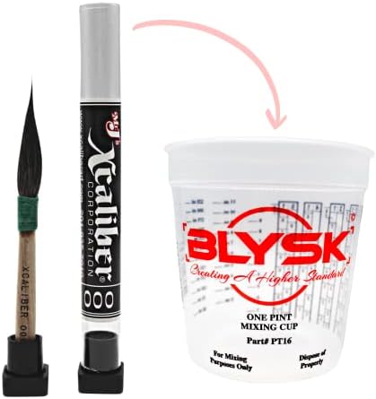 BLYSK and Mack The XCaliber, pinstriping Lines, Shading, and for Sharp Detail Brush Bundle with Free Pint Mixing Cup Set, Artist Brushes, (1, 000)
