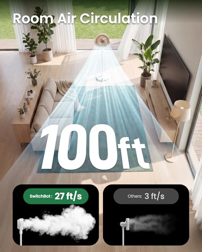 Image of SwitchBot Smart Pedestal Fan, Rechargeable Oscillating Standing Fan for Bedroom, Corded & Cordless, Adjustable Height Floor & Desk Fan, 22dB, Remote & App, Works with Alexa,Google Home,HomeKit,Matter