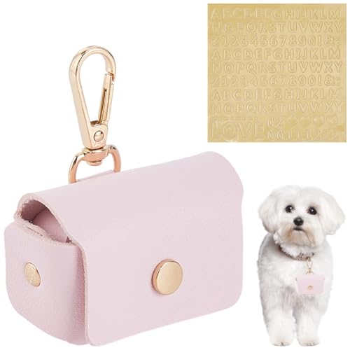 Estuche rosa para anillos de boda en piel sintética con pegatinas de personalización 2