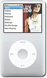 Compatível com leitor de música iPod Classic 7ª geração de 80 GB, prata, com acessórios em caixa lisa branca