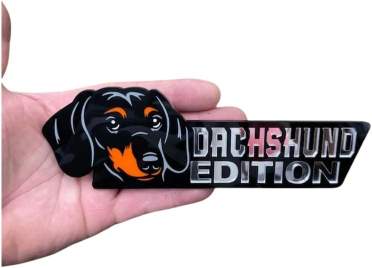 Dog Edition Car Badges Laser Cutting Car Vehicle Emblem, 3D Badge Automotive Decals Stickers for Car Truck Rv Boat Exterior Decoration, Funy Animal Decor Car Accessories Gifts (Dachshund)