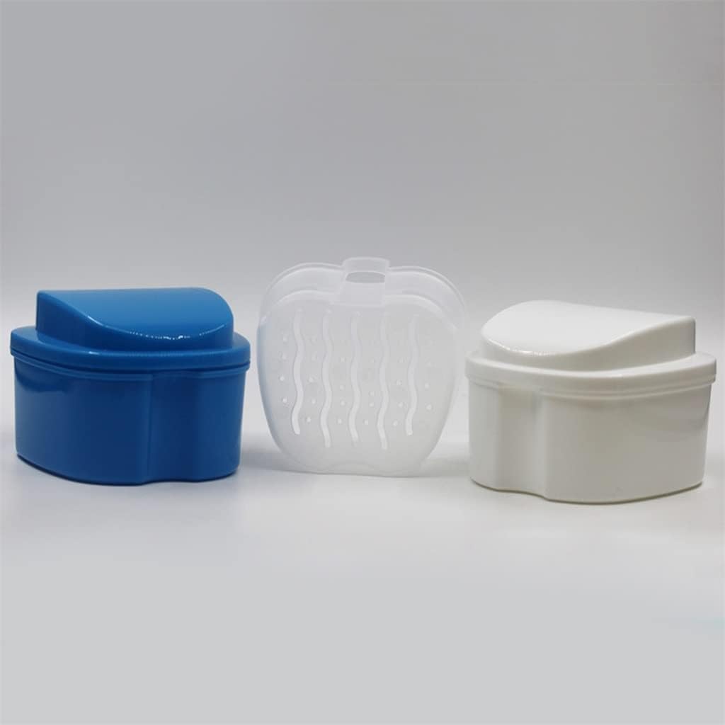Container with Filter Portable Anti Lost Universal Denture Case Home Storage Box Hygienic Accessories(Blue)