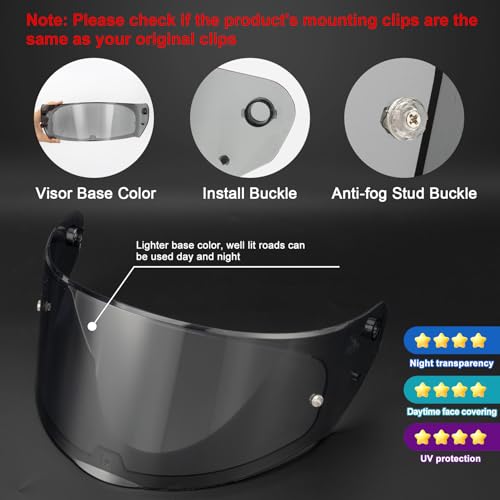 Image of PSLER Assault Rapid Stream Outer Helmet Visor - Motorcycle Helmet Face Shield Accessories Replacement for Assault Rapid Stream Outer FF320 FF353 FF328 FF800,Light Black