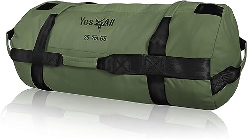 Yes4All EK64 Saco de Arena, Ejército Verde, 0 - 34 Kilogramos, Saco lastrado para entrenamiento de carrera, Saco de Arena para entrenamiento funcional, Crossfit, Fitness, Conditioning