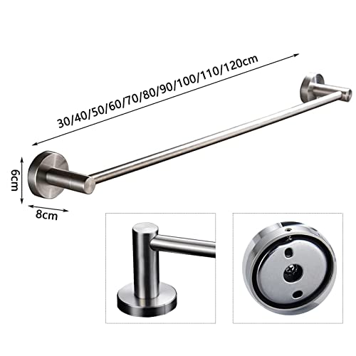 Roestvrij staal enkele staaf handdoekstang rail 90cm 100cm 110cm 120cm - dik groot formaat, schroeven montage houder rek voor keuken en badkamer, geborsteld (maat: 60 cm) praktisch - Image 3