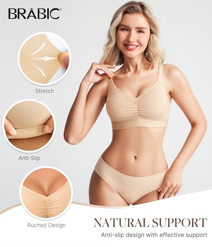BRABIC Wireless Bras for Women Full Coverage Comfortable No Underwire Everyday Bras Comfort V Neck Push Up Bralettes3