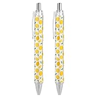Stylo à Bille Rétractable Motif Fruits - Encre Noire Fluide, Clip Métal, Lot De Fournitures Bureau Ou Cadeaux étudiants