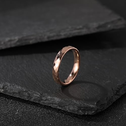 Personalized 4mm Tungsten Carbide Wedding Ring for Men Women Custom Engraved Faceted Dome Polished Blue Wedding Band Size 6-133