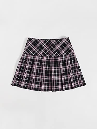 WDIRARA Pleated Skirts for Women Y2k Mini Skirt High Waist A-Line Uniform Skorts Plaid Cheer Skort