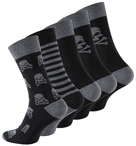 BestSale247 10 Paar Herren Business Socken Komfortbund (weicher Gummibund) Venenfreundlich flache und weiche Zehennaht (10 Paar/SKULL 39-42)