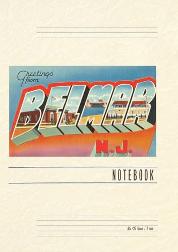 Vintage Lined Notebook Greetings from Belmar, New Jersey