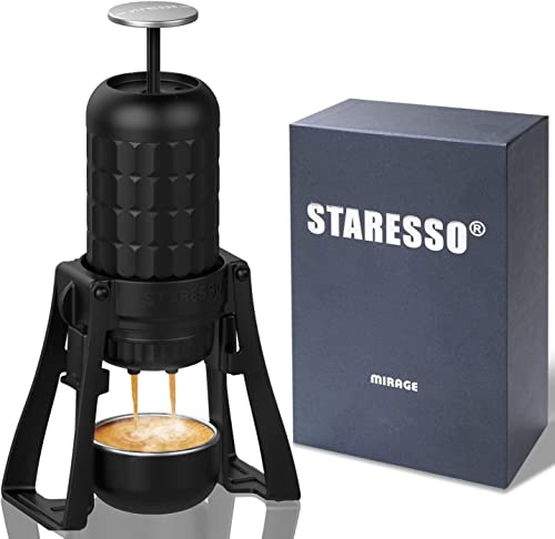 STARESSO Tragbare Espressomaschine SP300,Manuelle Kaffeemaschine,Kompatibel gemahlener Kaffee, kleine Reisekaffeemaschine, Manuell von Piston Action Betrieben,Ideal für Campaing Hiking Büros Zuhause Cover