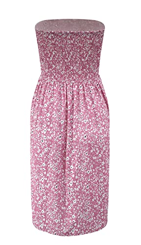 Image of Zyyfly Tube Top Dress Women Summer Beach Coverup Stretch Smocked Strapless Dress