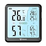 DOQAUS Digital Hygrometer Indoor Thermometer, Black - Image 1